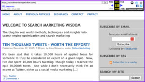 Screenshot of the first Search Marketing Wisdom site I launched in 2009. It was a simple, clean site.